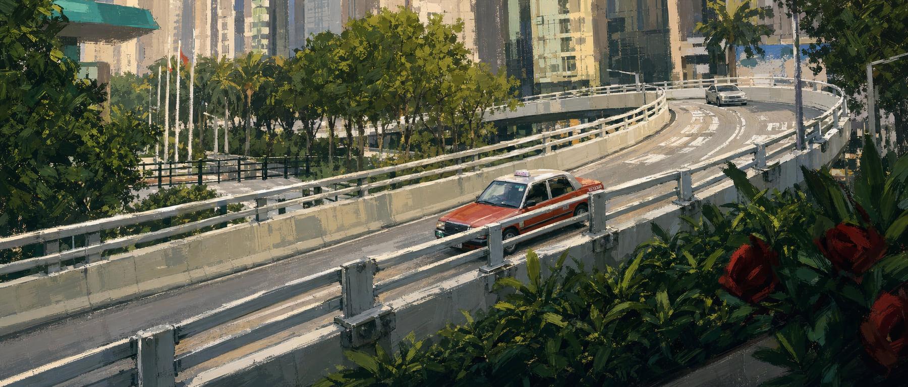 港城高架上的 Taxi Remake 效果